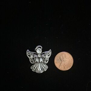 Intricate Silver Angel Charm with rhinestones